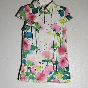 Floral Watercolor Dress Qipao Cheongsam Chinese Baby Dress 9-12 M